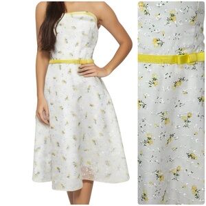 Vintage Y2K Vol. 1 Yellow Rose Cottagecore Strapless Sundress -- L‎